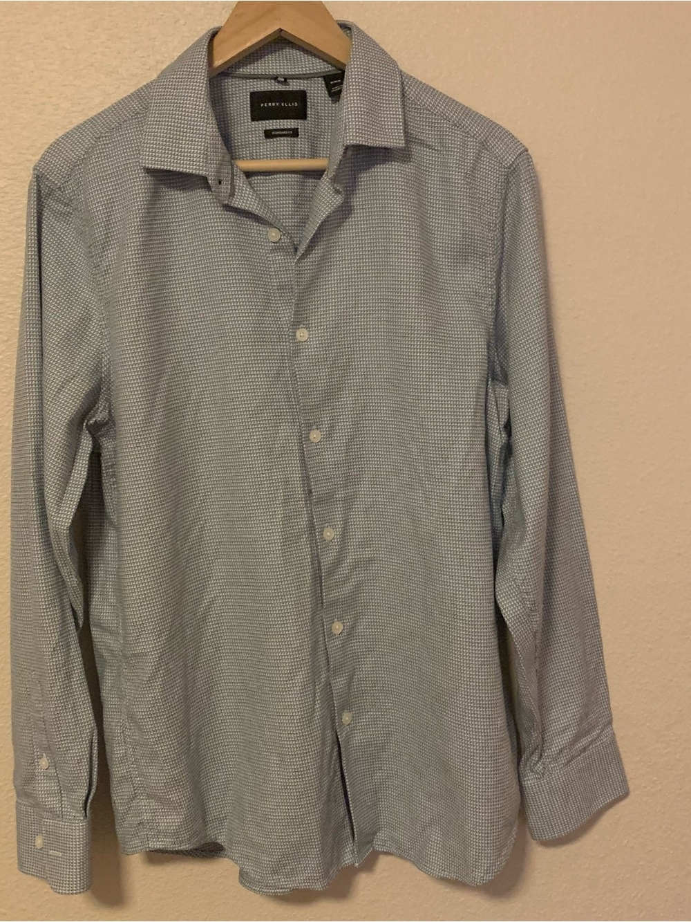 Perry Ellis Light Blue Patterned Men's Dress Shirt